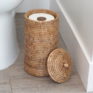 Artifacts Trading Company Rattan Double Toilet Roll Holder - White wash